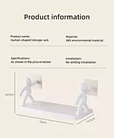Human Shape ABS Stand | (Pack of 3) Self Adhesive Wall Mounted Shelf | No Drill Bathroom Storage Rack | Multipurpose Shelf for Kitchen Organizer, Bathroom, Kitchen & Bedroom