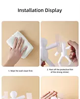 Human Shape ABS Stand | (Pack of 2) Self Adhesive Wall Mounted Shelf | No Drill Bathroom Storage Rack | Multipurpose Shelf for Kitchen Organizer, Bathroom, Kitchen & Bedroom