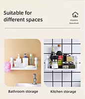 Human Shape ABS Stand | (Pack of 3) Self Adhesive Wall Mounted Shelf | No Drill Bathroom Storage Rack | Multipurpose Shelf for Kitchen Organizer, Bathroom, Kitchen & Bedroom