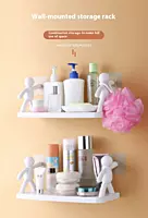 Human Shape ABS Stand | (Pack of 3) Self Adhesive Wall Mounted Shelf | No Drill Bathroom Storage Rack | Multipurpose Shelf for Kitchen Organizer, Bathroom, Kitchen & Bedroom